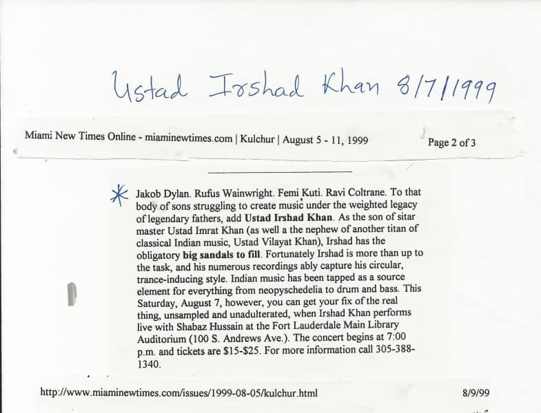 batch_1999 Ustad Irshad Khan